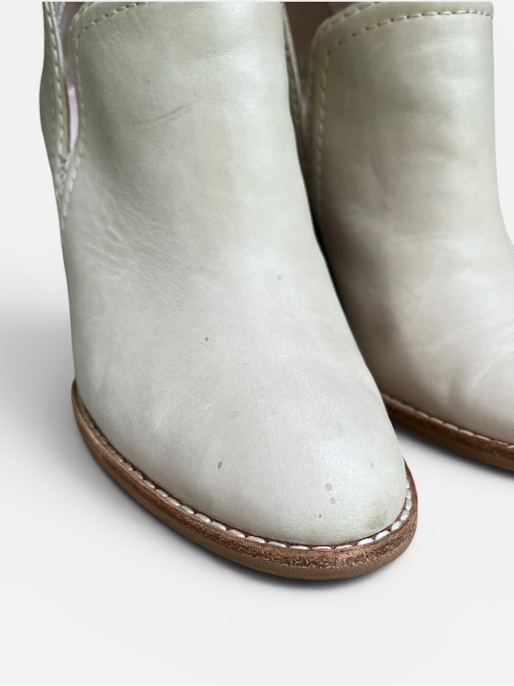 Jeffrey Campbell Rosalee Leather Split Shaft Western Cowboy Boot in Ivory Sz 6 - Picture 11 of 12